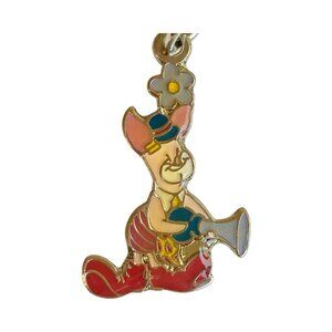 Vintage Disney Piglet Clown Clip On Charm Zipper Purse Bag Signed Enamel Charms